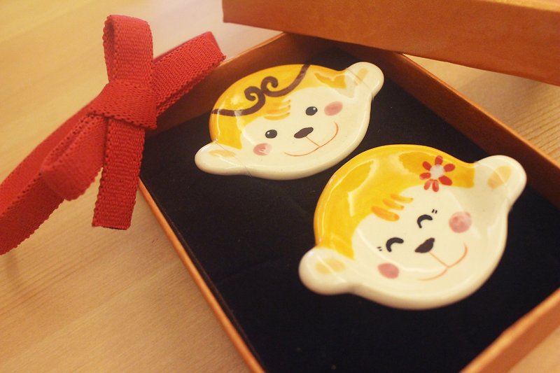 Valentine ~ Little Monkey chopsticks holder set wedding ♡ little things ♡ - Pottery & Ceramics - Other Materials Multicolor