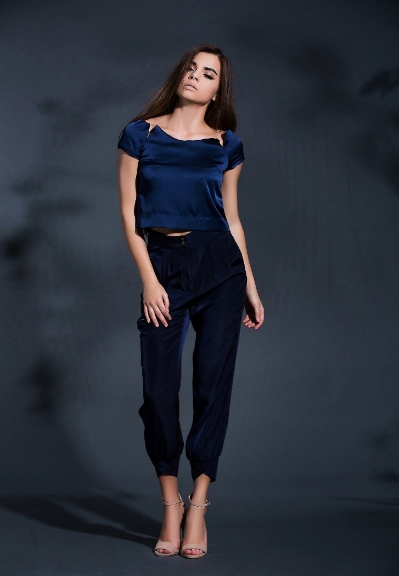 Out of the Shadow high waist pants in Navy Blue - Women's Pants - Other Materials Blue