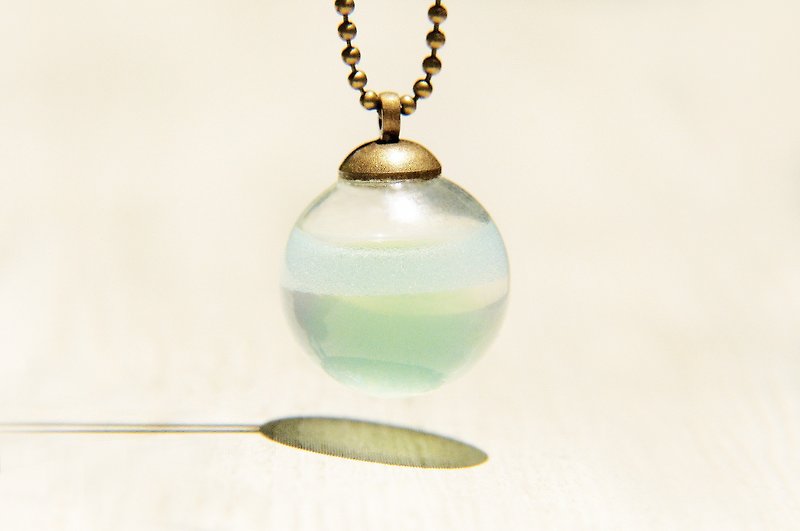 / Ocean Wind / British Transparent Glass Ball Necklace-Fresh Ocean - Necklaces - Glass Green