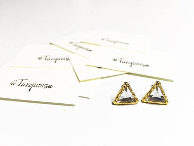 Triangle transparent / Triangular transparent gold / Earrings ear acupuncture anti-allergic - Earrings & Clip-ons - Acrylic 