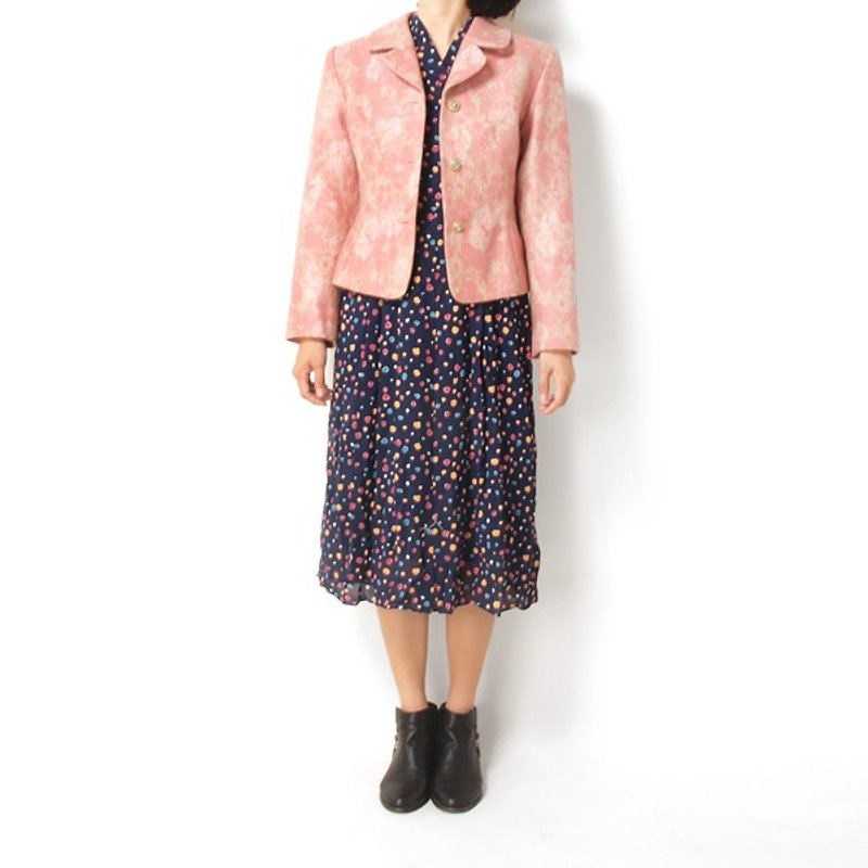 │moderato│ embroidery jacquard jacket cut vintage retro girl │ London boy and young artists. Personalized boyfriend - Women's Blazers & Trench Coats - Other Materials Pink