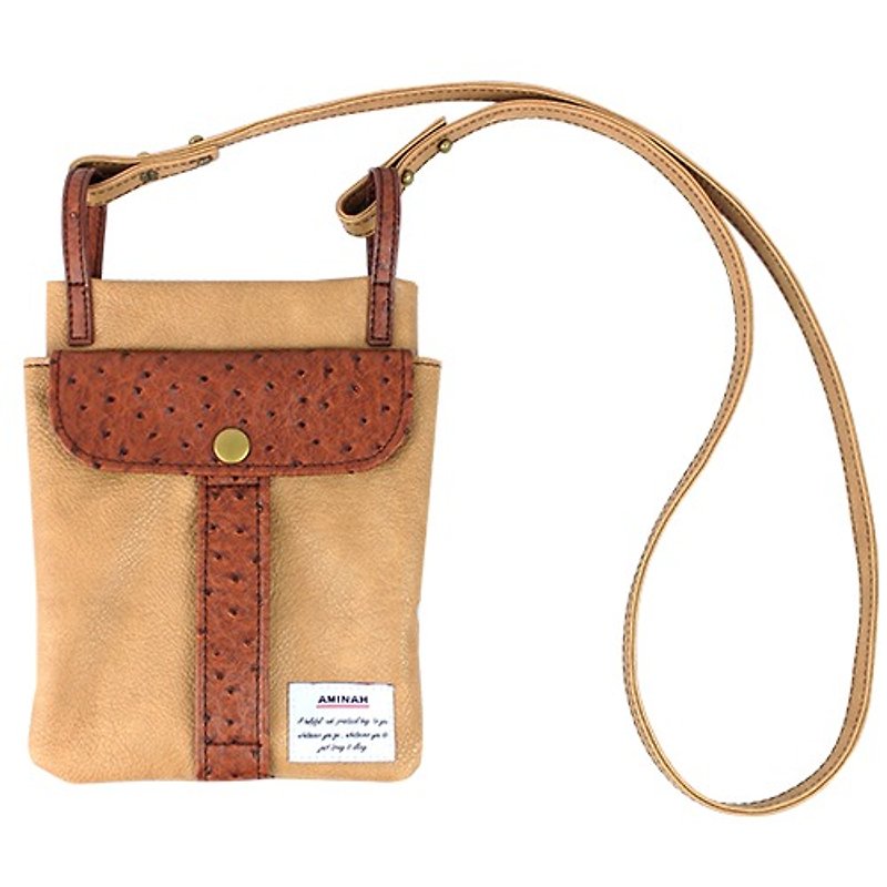 AMINAH-Beige casual dual-use bag [am-0276] - กระเป๋าแมสเซนเจอร์ - หนังเทียม สีส้ม