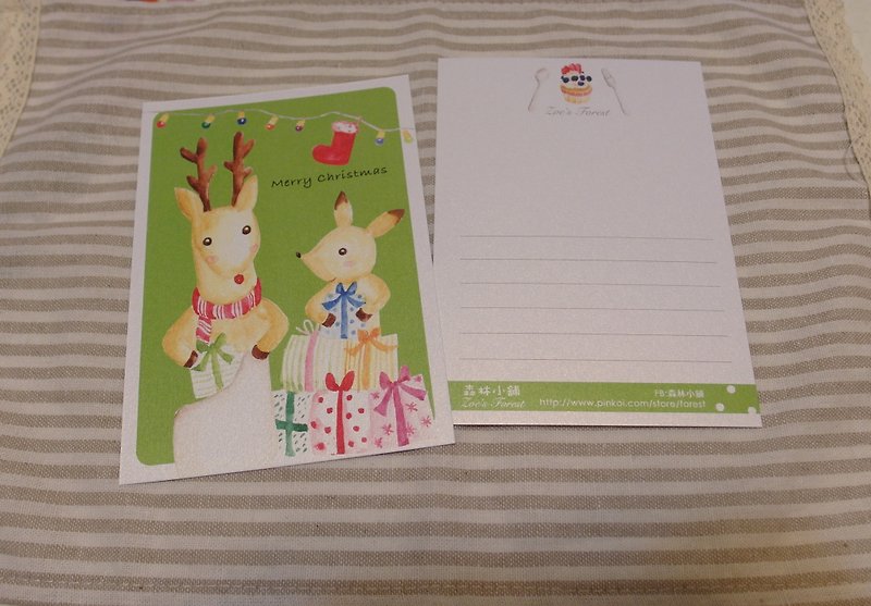 Zoe's forest elk and deer Christmas postcard (cs40) - Cards & Postcards - Paper 