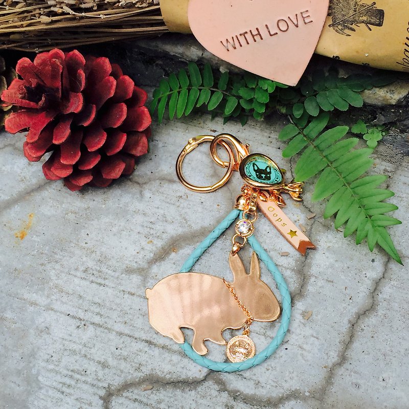 Oops Mini Rabbit Silhouette Rose Gold Charm-Valentine's Day Gift for Tanabata- - Keychains - Other Metals Yellow