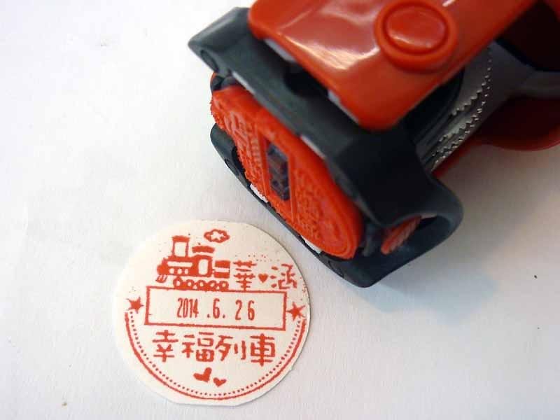 Happiness train date chapter back ink chapter back ink seal wedding seal locomotive s1000 water-based flip chapter - Stamps & Stamp Pads - Plastic Red