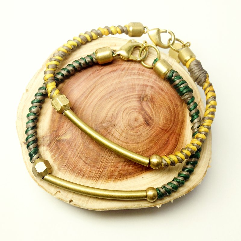 Wilderness trail. Simple color series ◆ Sugar Nok ◆ hand made Bronze wire bracelet Wax - สร้อยข้อมือ - โลหะ สีทอง