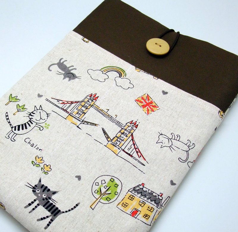 11 ", 13" Macbook Air case, 13 "Macbook Pro case, Laptop case, Computer case computer bags, cloth cover, cloth - cat in the city (220) - กระเป๋าแล็ปท็อป - วัสดุอื่นๆ สีกากี