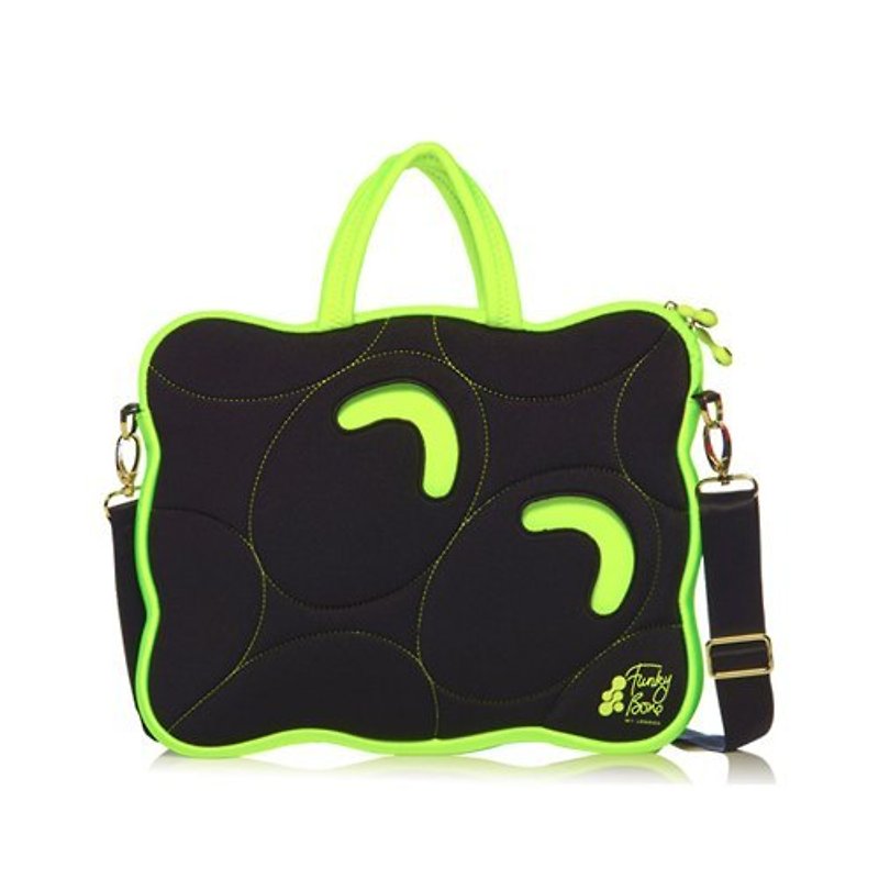 15'' British W1-LONDON Funky Bone Multifunctional Computer Bag-Lime Green Edge - Laptop Bags - Other Materials Black