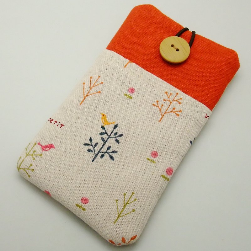 客製化電話包 手機袋 手機保護布套例 - 小樹和小鳥 (P-26) - 手機殼/手機套 - 棉．麻 橘色