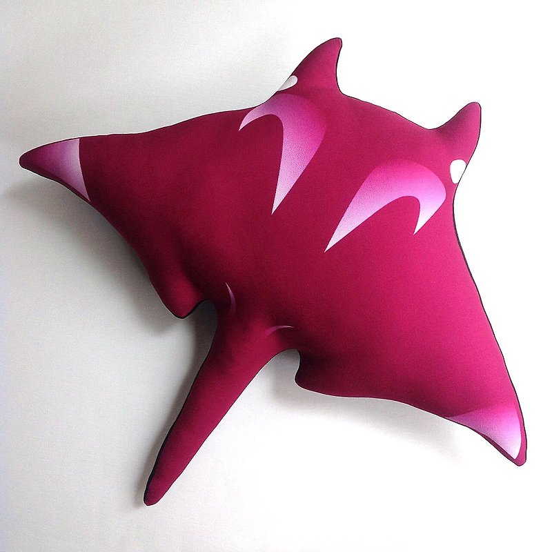 【有機棉】鬼蝠魟造型抱枕#桃紅 - 枕頭/抱枕 - 其他材質 紫色
