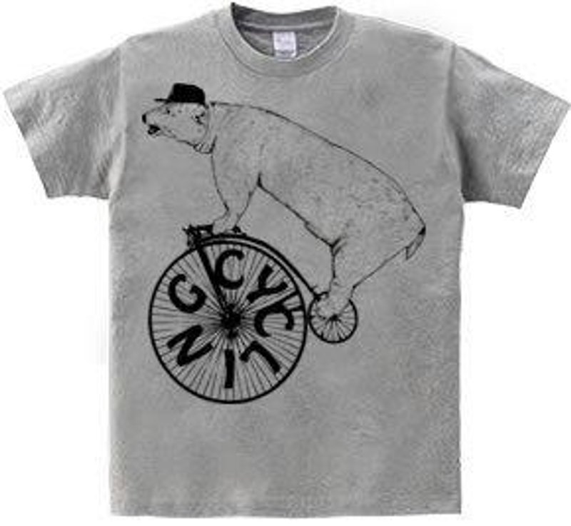 CYCLING BEAR (T-shirt 5.6oz gray) - เสื้อยืดผู้หญิง - วัสดุอื่นๆ 