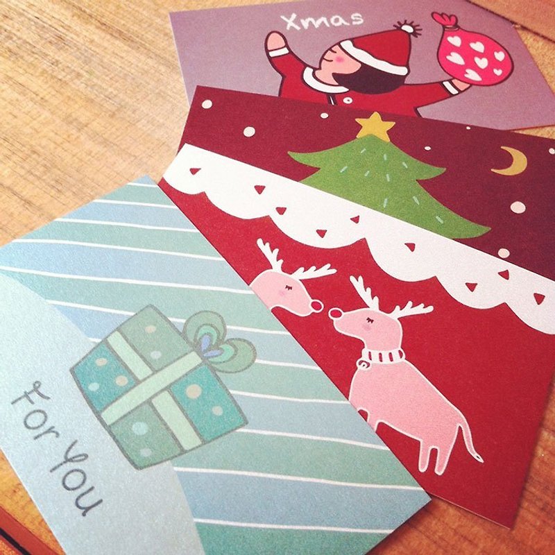 小カード・クリスマス小カード4枚組 2（名刺サイズ） - カード・はがき - 紙 多色