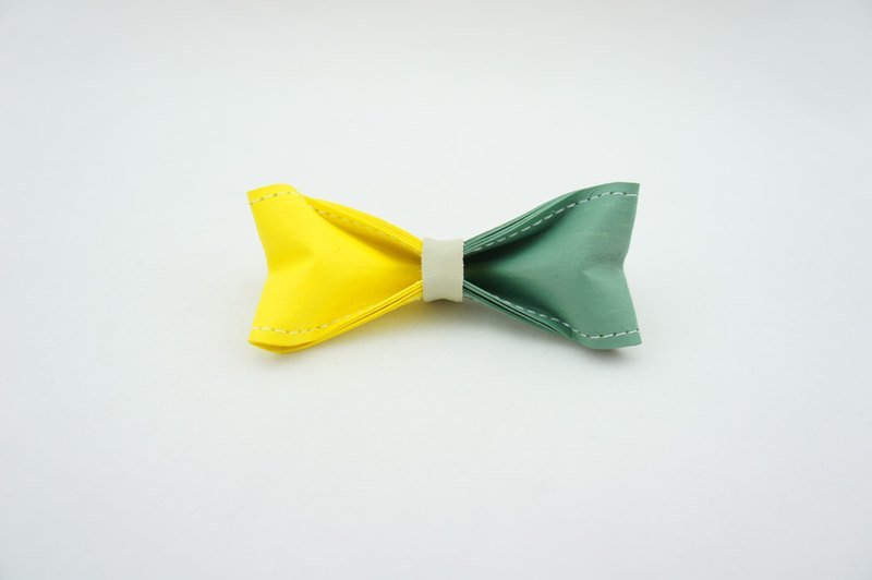 「Paper Bow Tie」紙領結 雙色系列- No.216（灰綠 亮黃） - 領帶/領帶夾 - 紙 綠色