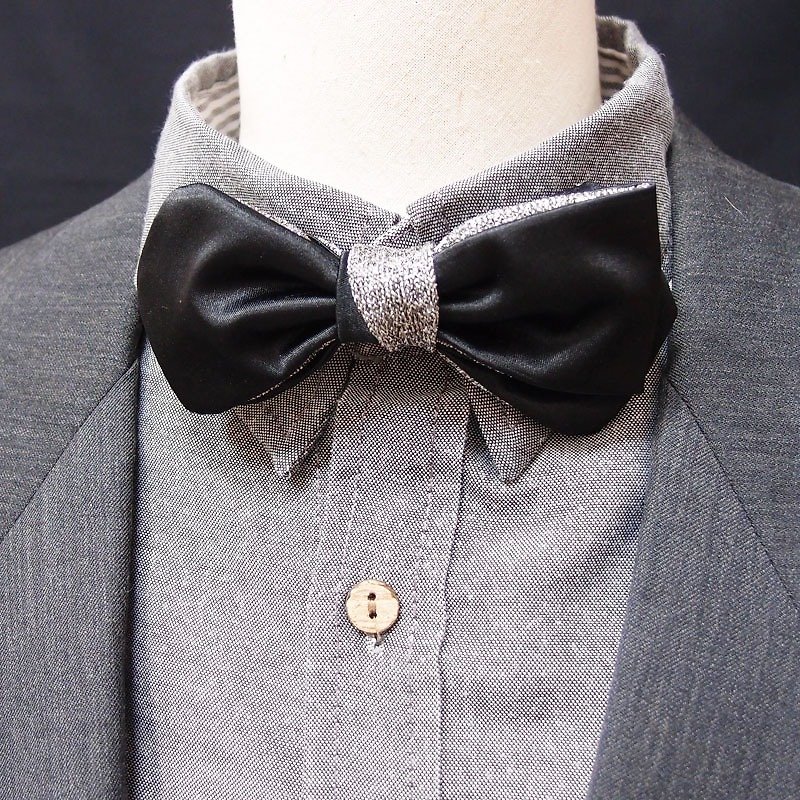 黑銀領結 Bowtie 雙面可用 - 領結/領巾 - 其他材質 黑色