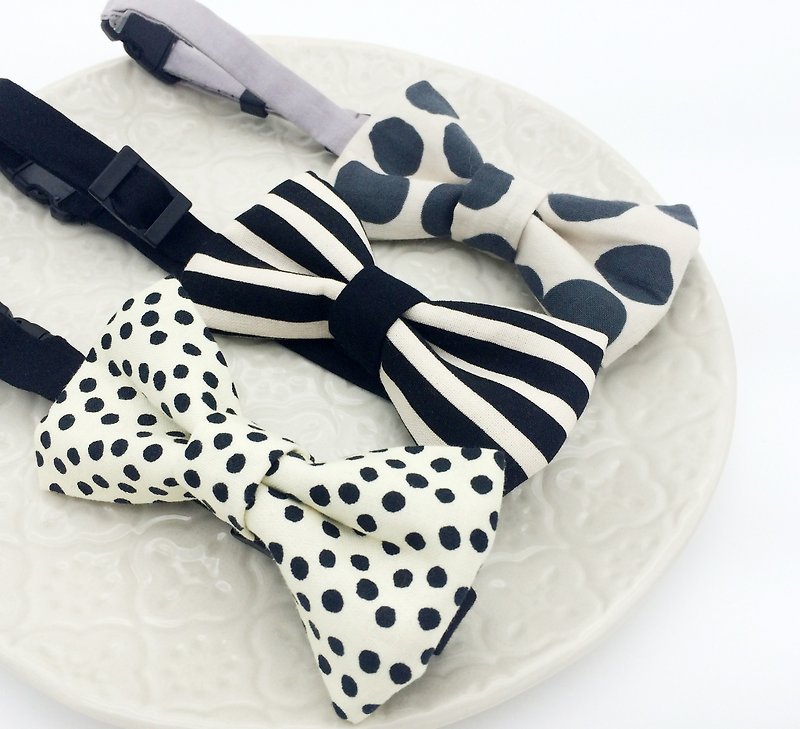 Black and white color small bow tie fashion Little Prince - ผ้ากันเปื้อน - วัสดุอื่นๆ สีดำ