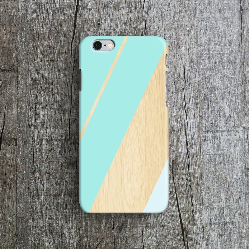 Blue Stripes, Wood - Designer iPhone Case. Pattern iPhone Case. One Little Forest - Phone Cases - Plastic Blue