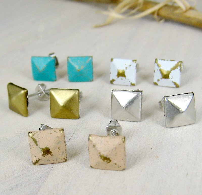 Simple pyramid earrings - Earrings & Clip-ons - Other Metals 