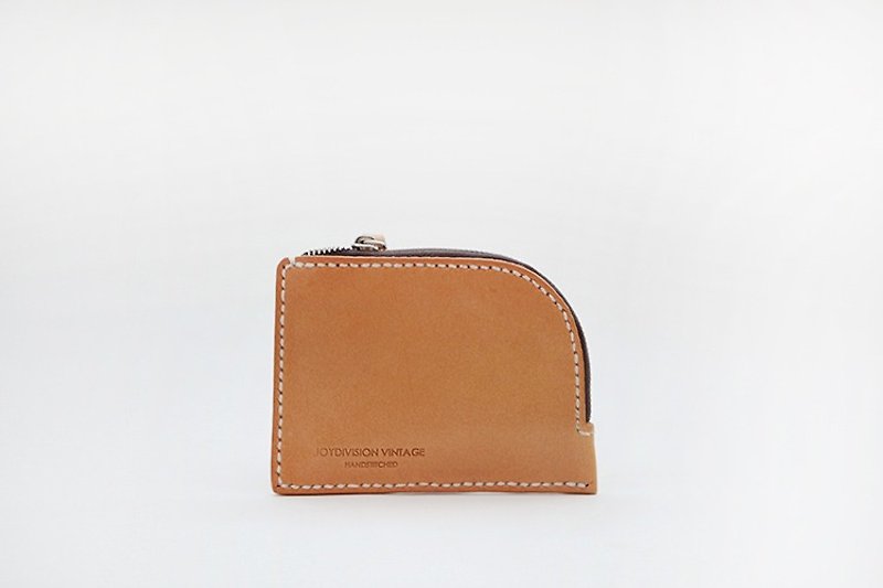joydivision vintage retro custom handmade leather wallet card package purse brown brown - กระเป๋าใส่เหรียญ - หนังแท้ สีนำ้ตาล