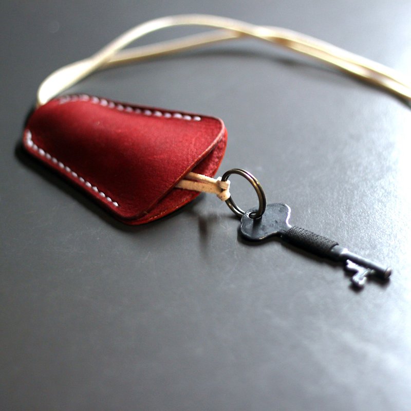 16. Hand-dyed/hand-stitched leather key cover, key cover - Keychains - Genuine Leather 