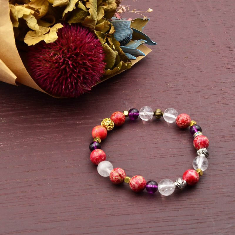 ✦ lazy spring dreams | imperial stone / popcorn crystal bracelet natural stone - Bracelets - Gemstone Red