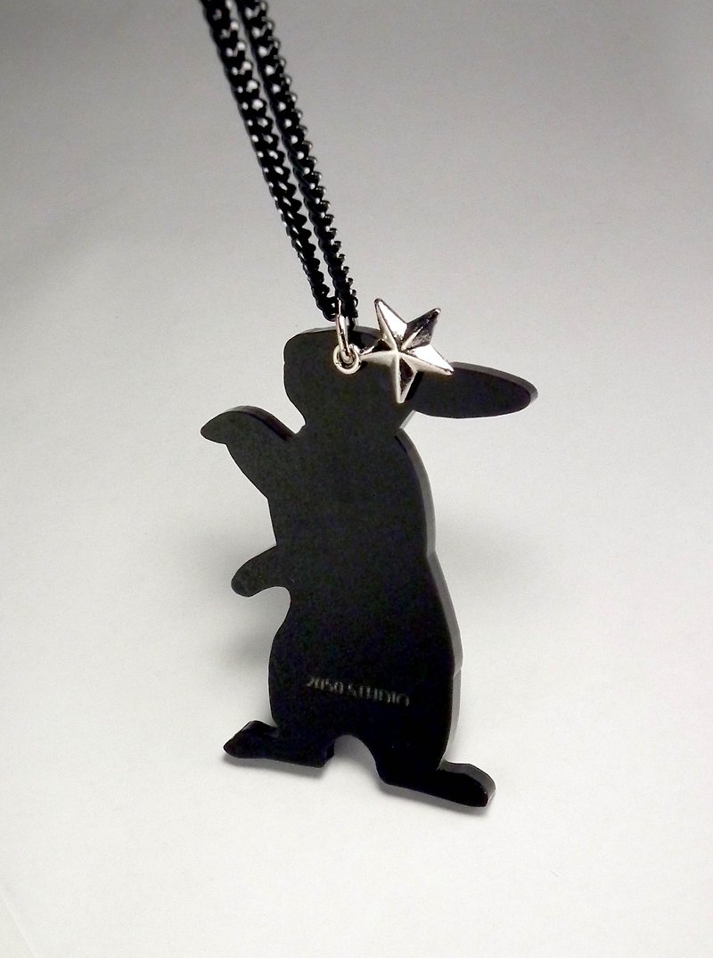 Lectra Duck▲Happy Rabbit (Counting the stars)▲Necklace/key ring - Necklaces - Acrylic Black