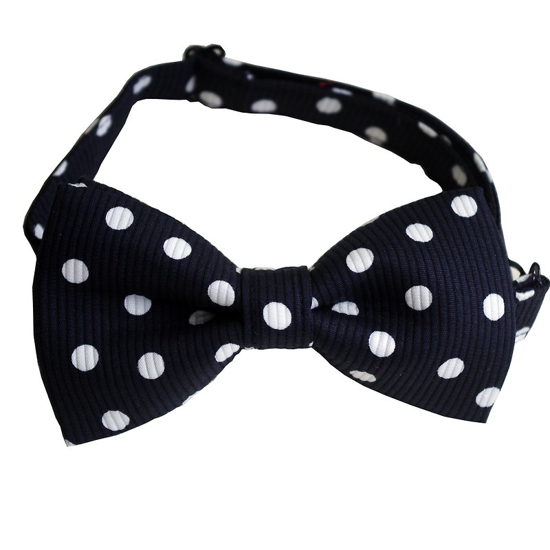 Dot dot bow tie black background white dots - Ties & Tie Clips - Other Materials Black