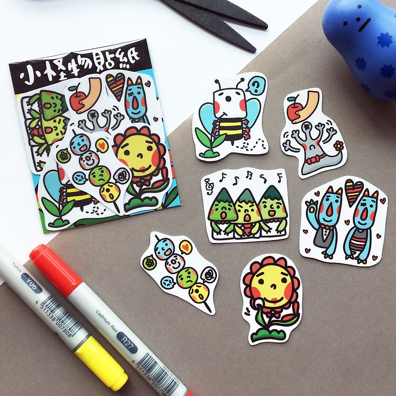 Little monster series sticker set - Stickers - Paper Multicolor