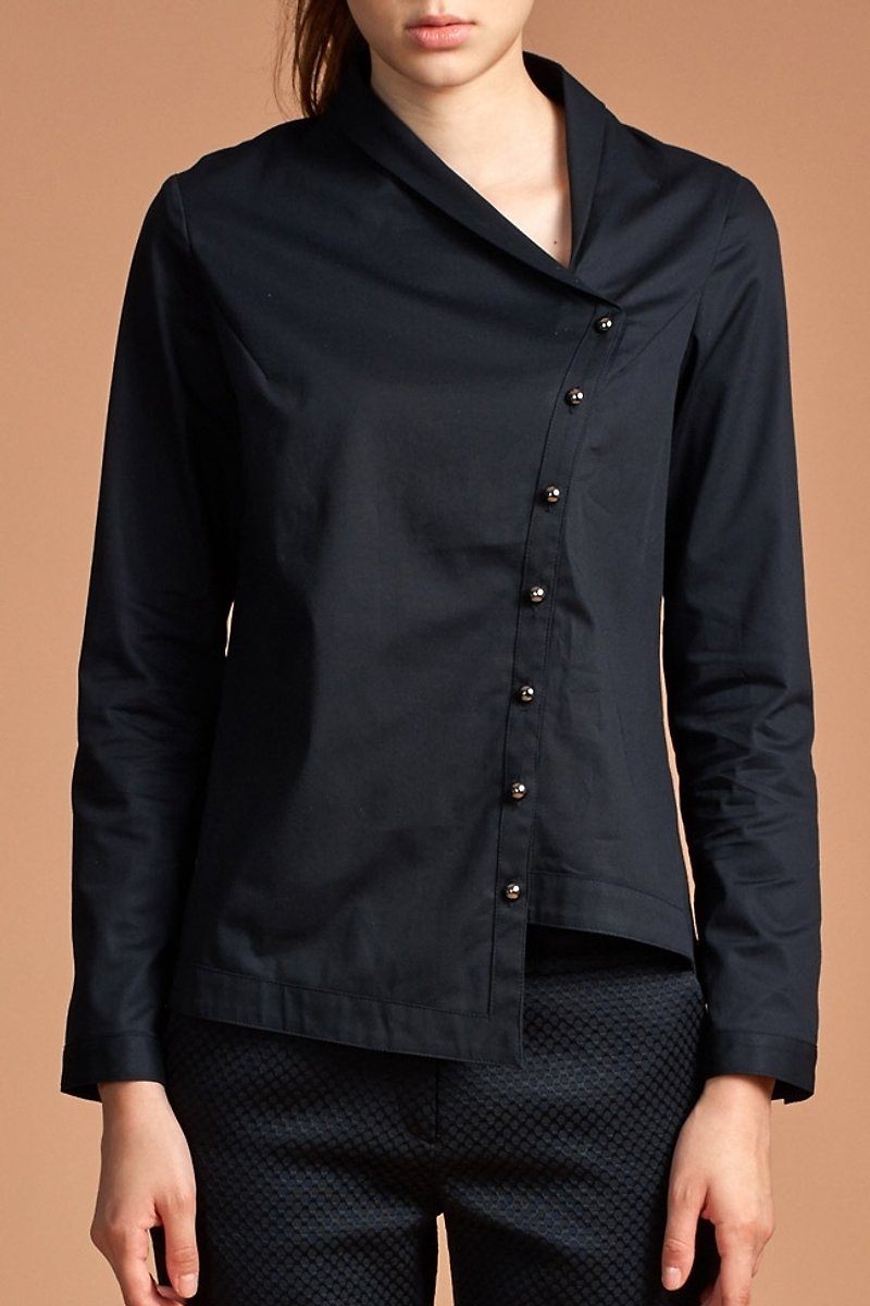 Asymmetric Shirt - Women's Shirts - Cotton & Hemp Black