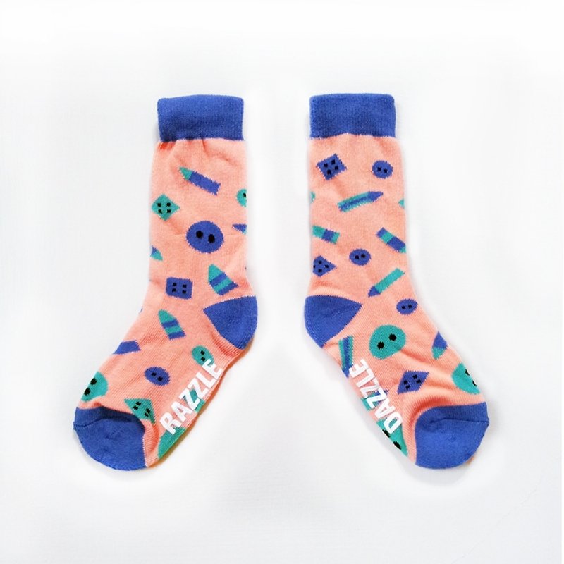 What I want to do when I grow up-Artist / Pink Orange / Dazzling Children's Socks - Socks - Cotton & Hemp Multicolor