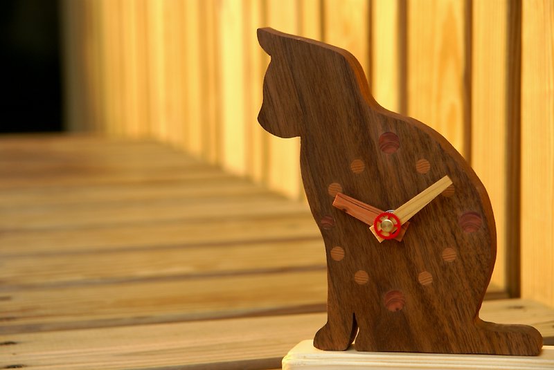 ウッドガード猫のクロック（時計） - 時計 - 木製 ブラウン