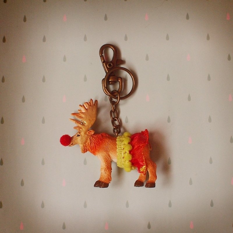 Christmas Gifts / Gorgeous Adventures - Red Nose Elk Keychain - Keychains - Plastic 