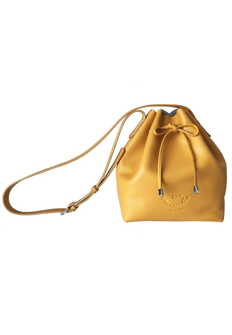 Classic Bucket 'S' Yellow Women Shoulder Leather Bag And Cross Body Bag - 側背包/斜背包 - 真皮 黃色