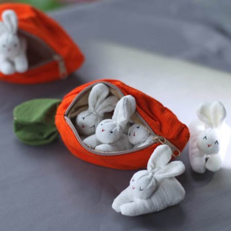 棉．麻 散紙包 紅色 - 蘿蔔小白兔零錢包