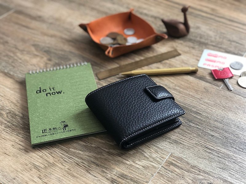 革職人 LEATHER FACTORY【Plage Coin Packet Wallet / Tab Bifold Wallet】Made in Japan - Wallets - Genuine Leather Multicolor