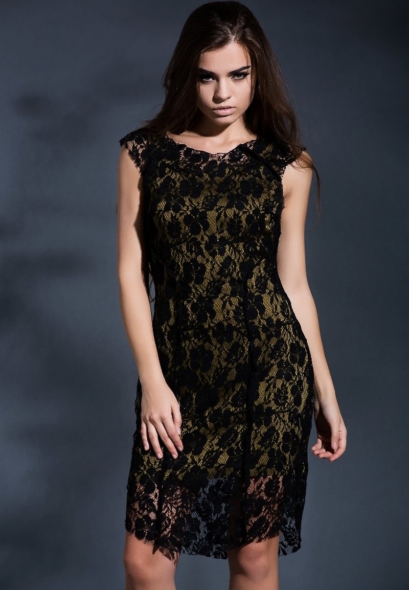 Lace me all over midi dress - Skirts - Other Materials Black
