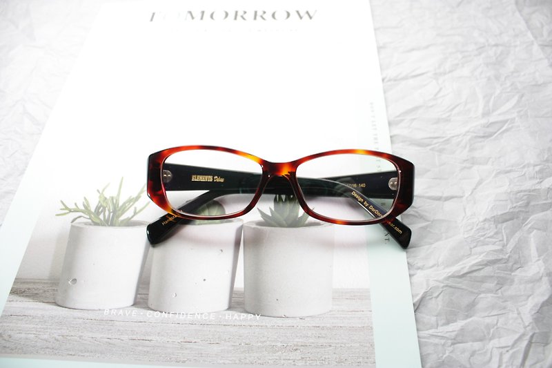 305-C1 Rectangle Eyeglasses HandMade in Japan - Glasses & Frames - Other Materials Brown
