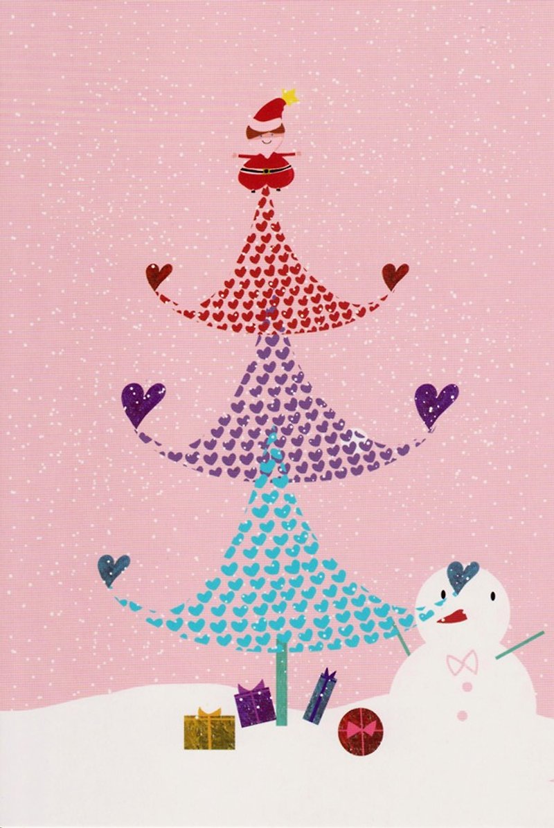 愛心聖誕樹 - 萬用卡 明信片 聖誕卡片 - 心意卡/卡片 - 紙 粉紅色