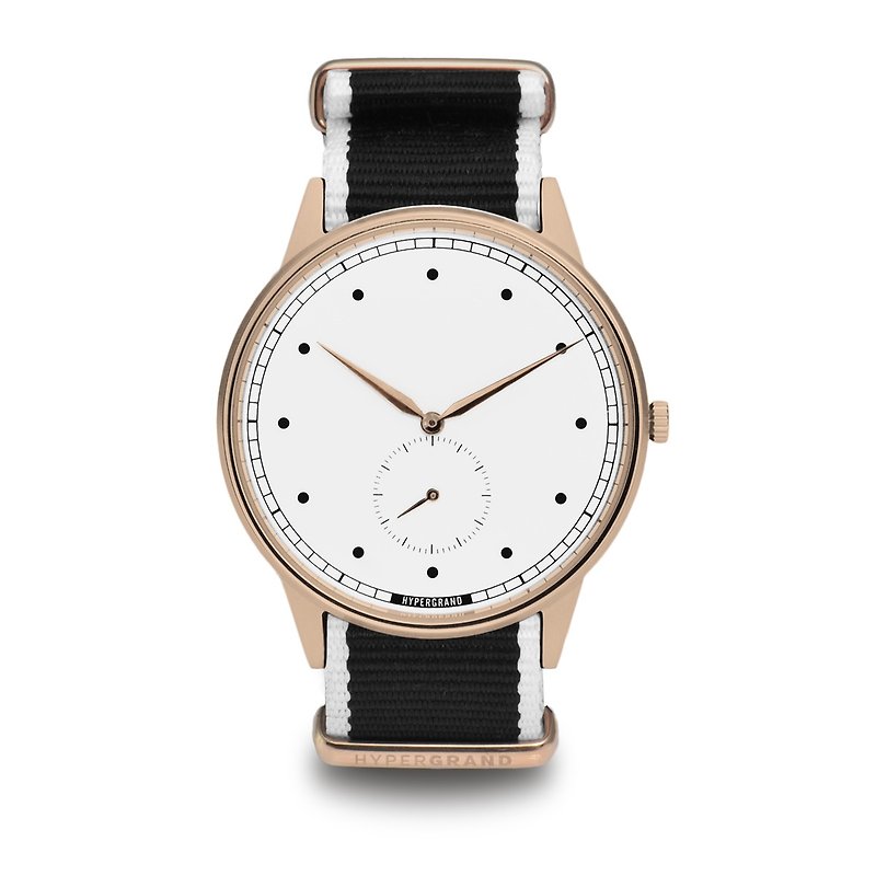 HYPERGRAND - 小秒針系列 - 玫瑰金白錶盤黑白斜紋 手錶 - 女裝錶 - 其他材質 灰色