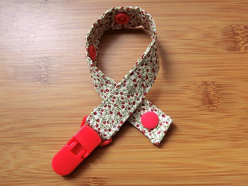Iron Holly - Clip Pacifier Chain / Toy Belt - Bibs - Cotton & Hemp Red