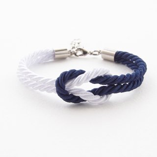 Navy blue / White knot rope bracelet