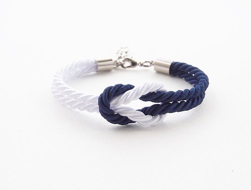 Navy blue / White knot rope bracelet - Shop ELBRAZA Bracelets - Pinkoi