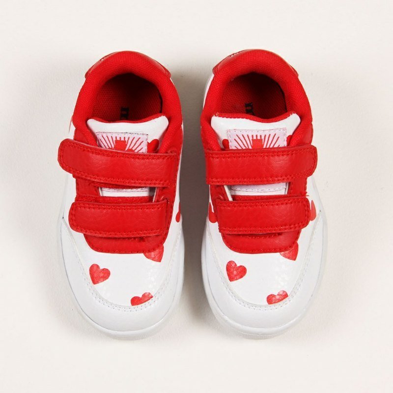 瑞典 mini rodini LOVE SNEAKER WHITE 愛心朵朵鞋 - รองเท้าเด็ก - วัสดุอื่นๆ สีแดง