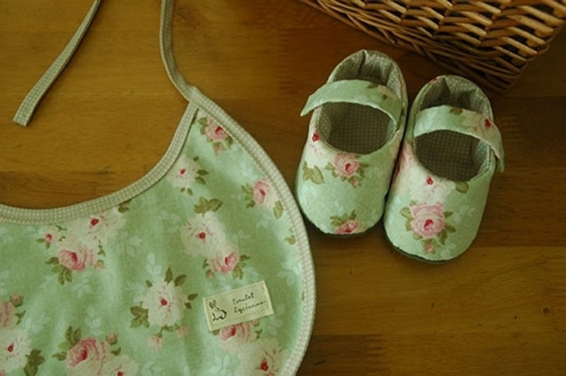 Pink Green Nordic Rose·Baby Shoes - รองเท้าเด็ก - วัสดุอื่นๆ สีเขียว