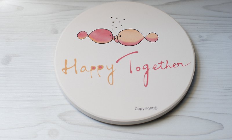 Absorbent coaster-Happy Together - Coasters - Other Materials White