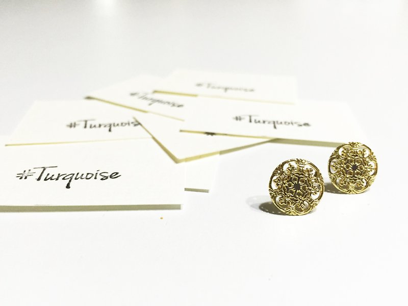 Round woven snowflake / gold / earring ear acupuncture anti-allergic - Earrings & Clip-ons - Other Metals 