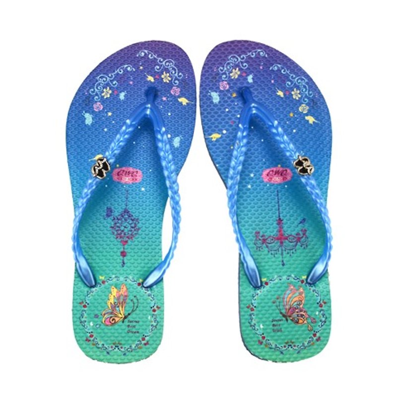 QWQ創意設計人字拖鞋(無鑽)-空中園-藍【FAN0161504】 - 女休閒鞋/帆布鞋 - 防水材質 藍色