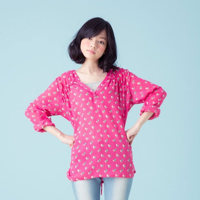 Xu Bing Xu children ♪ Music Fun geometric print modeling strap tops (strawberry milkshake) - เสื้อผู้หญิง - วัสดุอื่นๆ สึชมพู