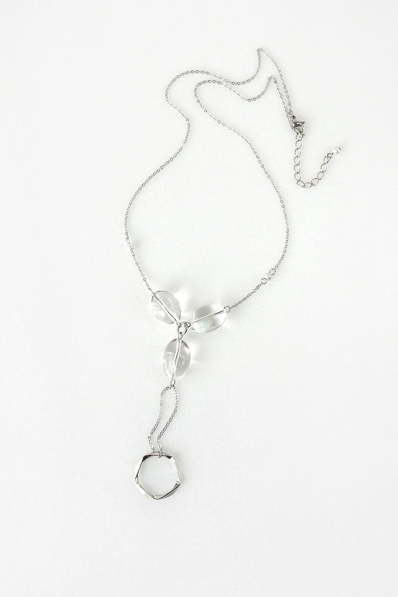 Clear Transparent Crystal Quartz Necklace, Fashion Jewelry - สร้อยคอ - เครื่องเพชรพลอย ขาว