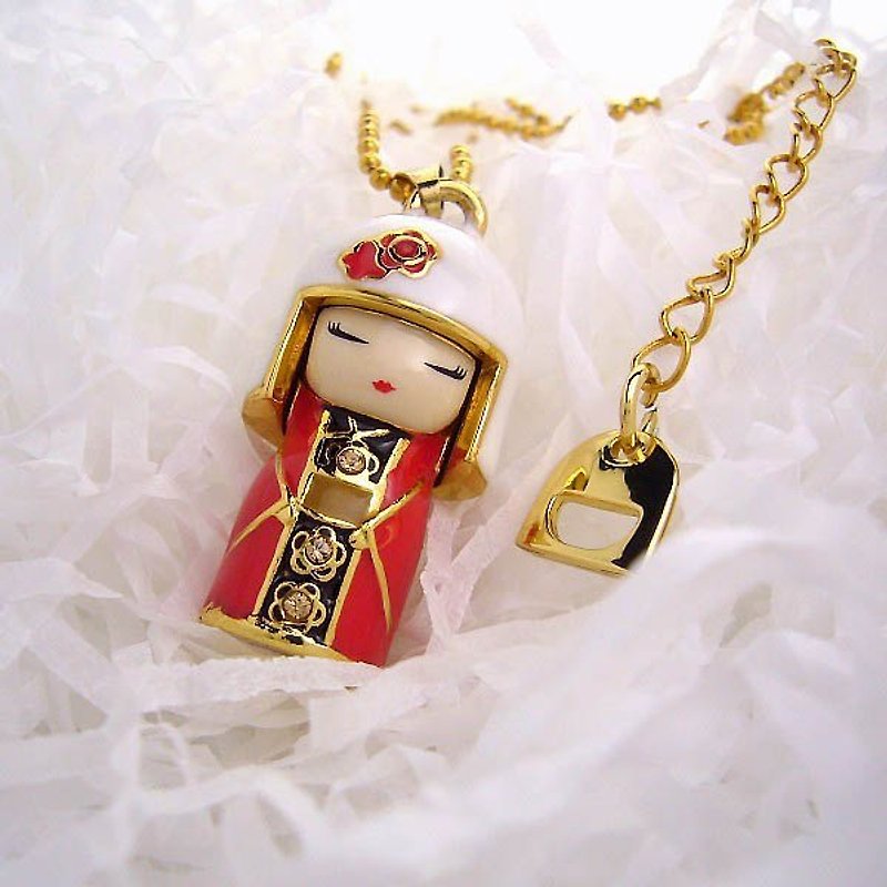 Kimmidoll Swarovski Classic Happiness Love Chain / Necklace - 3.Natsuki heroic hire - Necklaces - Other Metals Red