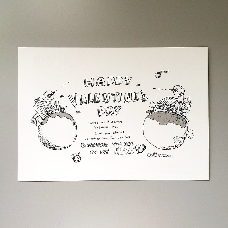 Postcard Black and White Series-Everyday is Valentine's Day Doodle/Coloring Postcard | MonkeyCoo - Cards & Postcards - Paper White